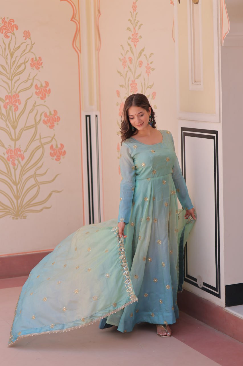 Beautiful Georgette Anarkali Gown with Dupatta