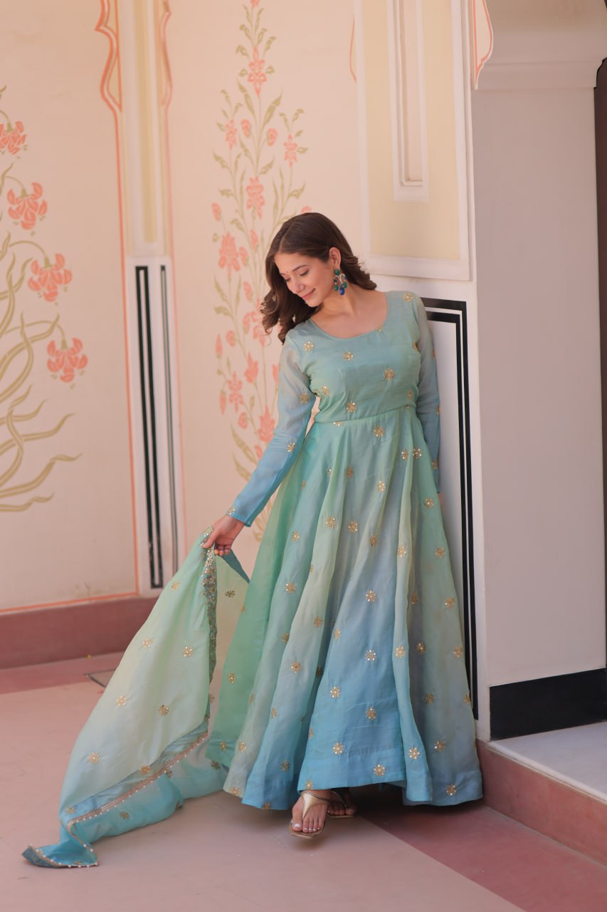 Beautiful Georgette Anarkali Gown with Dupatta