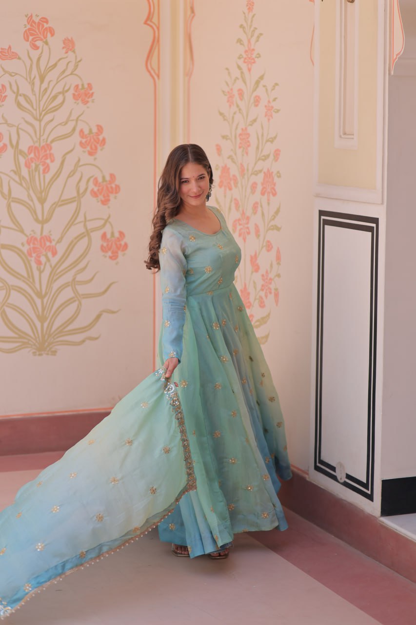 Beautiful Georgette Anarkali Gown with Dupatta