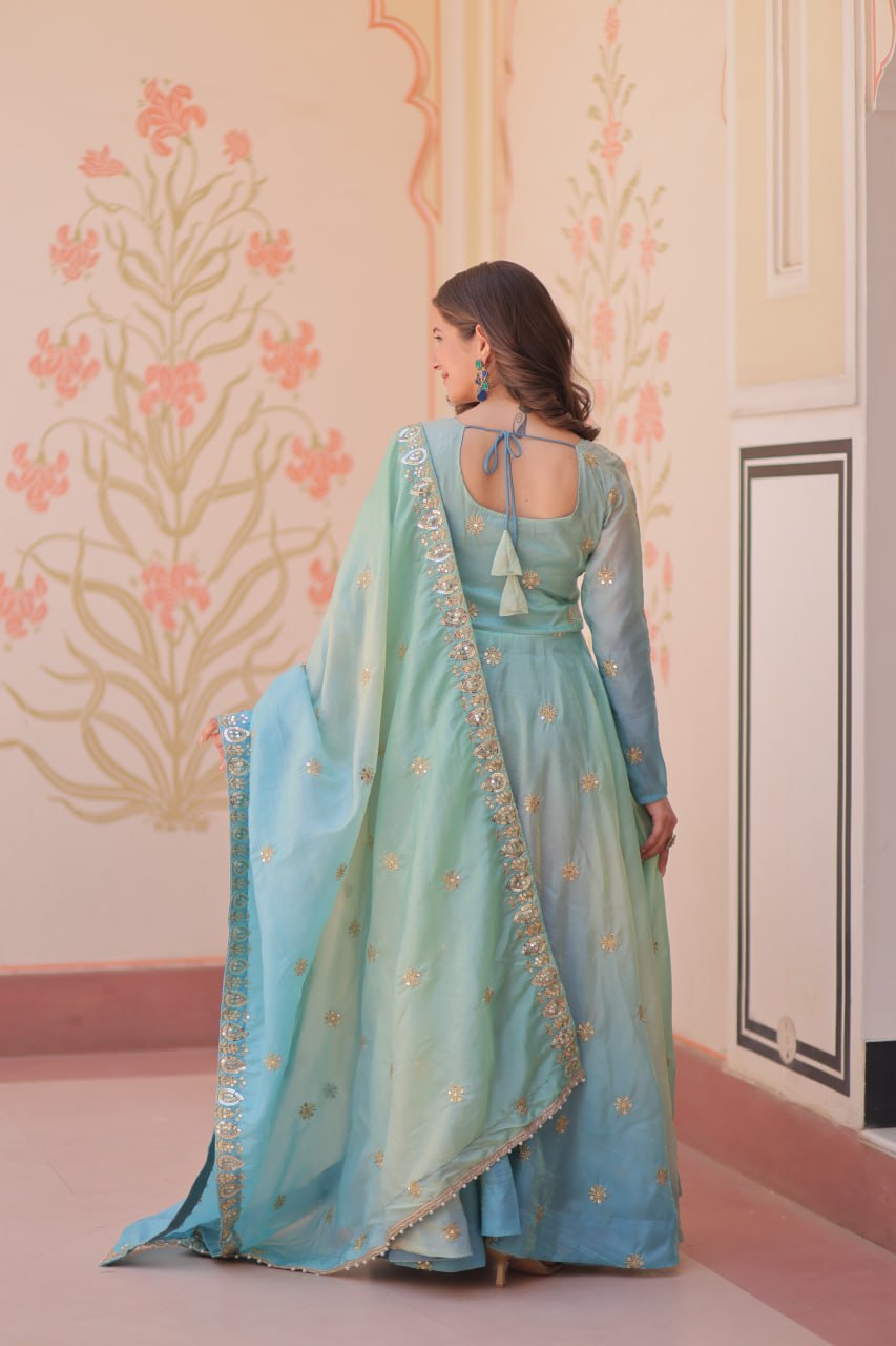 Beautiful Georgette Anarkali Gown with Dupatta