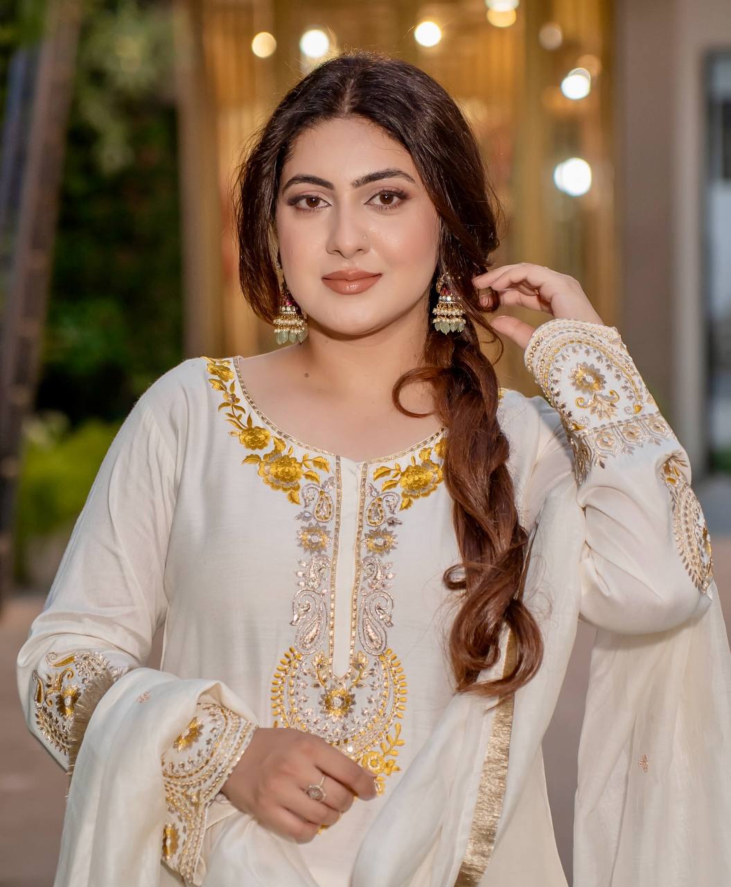 Elegant Silk Sharara Kurti Set with Dupatta Traditional Outfit
