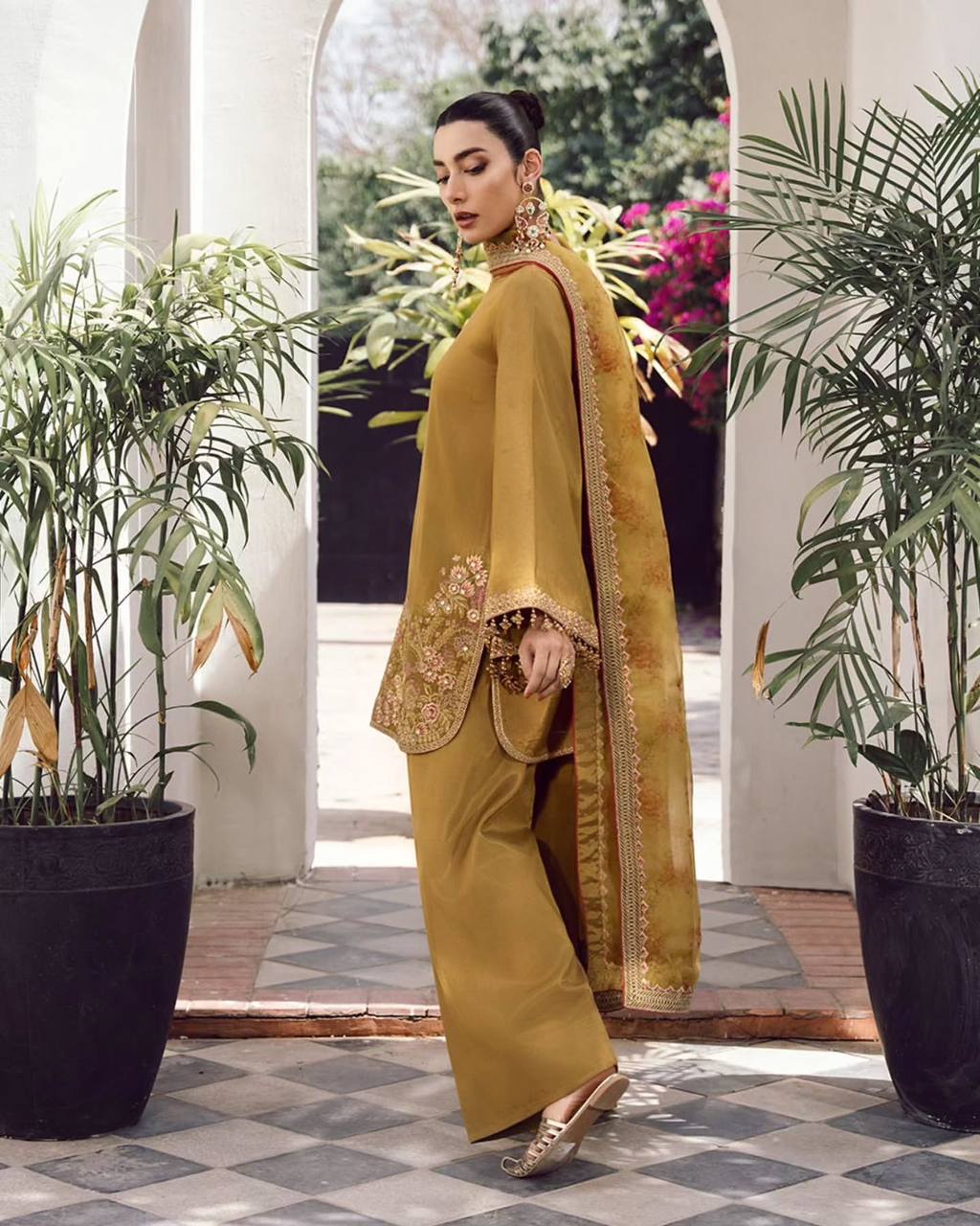 Elegant Silk Sharara Kurti Set with Dupatta