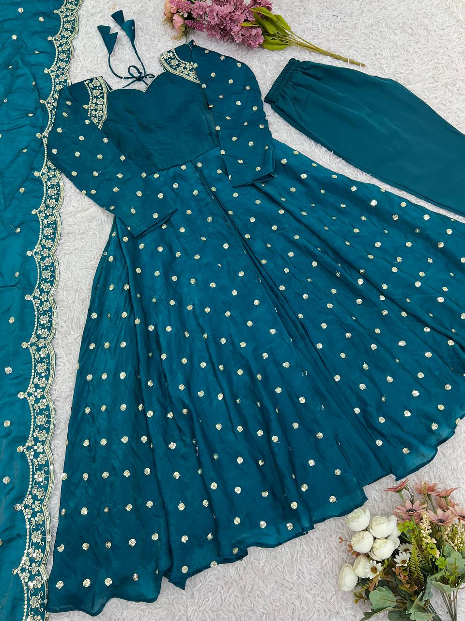 Fandy Silk Gown Set, Embroidered Gown Dress, Fully Stitched Party Gown, Indian Gown with Dupatta, Sequence Work Gown Design, Festive Wear Gown, Designer Silk Gown for Women, Long Gown with Flair, Ethnic Gown Set 2025, Readymade Gown Outfit, Micro Cotton Lined Gown, Heavy Work Gown Dress, Stylish Gown for Wedding, Elegant Indian Gown Set, Fancy Silk Gown for Women,