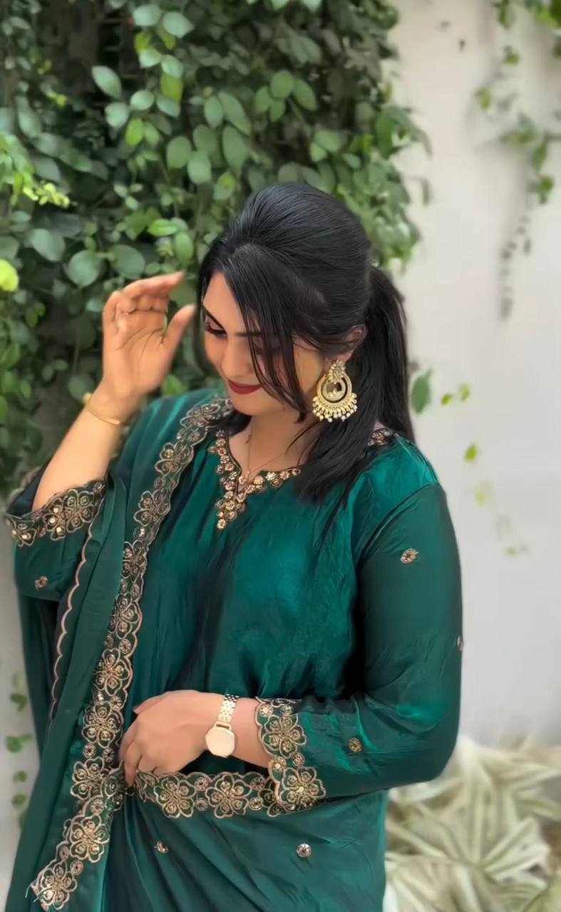 Heavy Work Designer Partywear Kurti with Dupatta Set