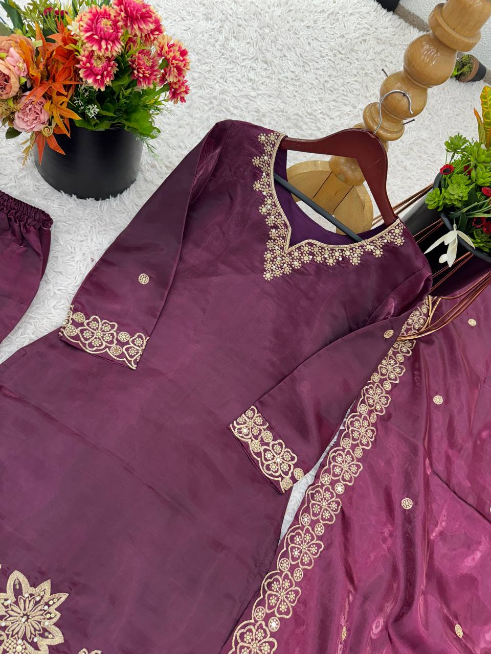 Heavy Work Designer Partywear Kurti with Dupatta Set
