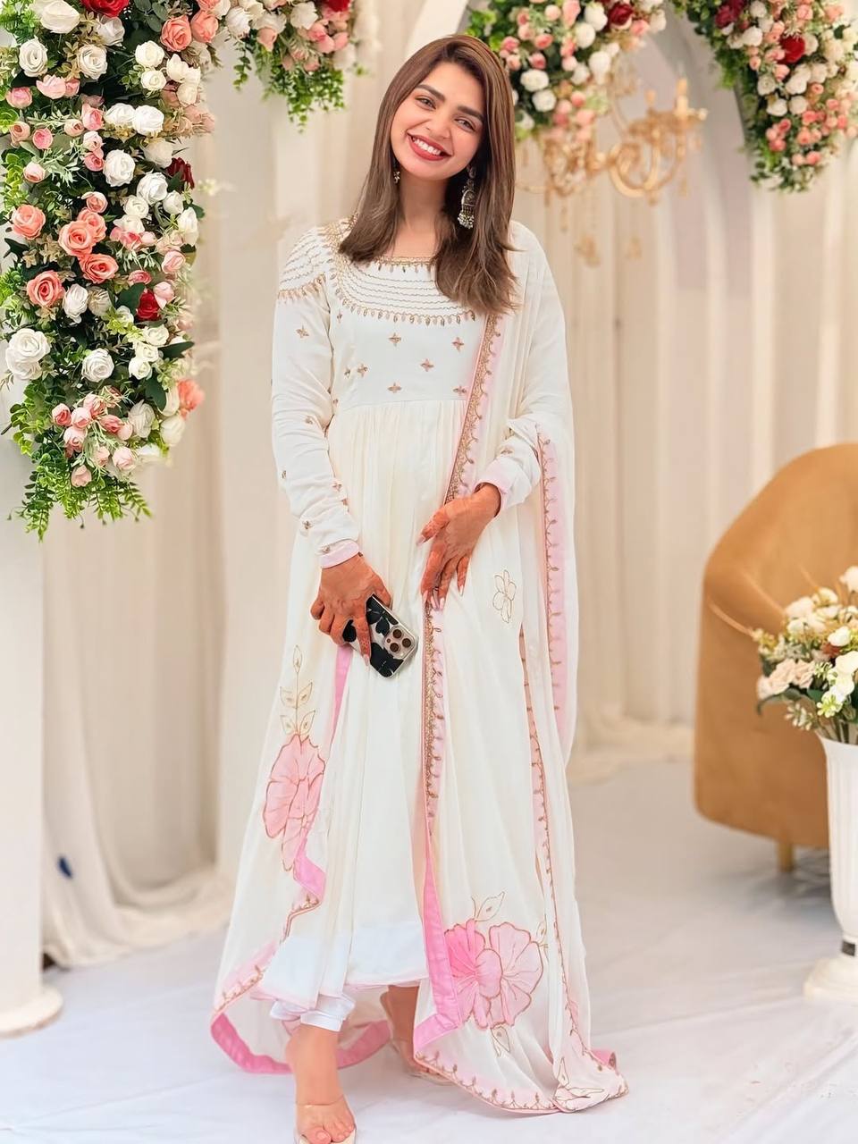 Indian Designer Gown with Dupatta and Pant Anarkali Style