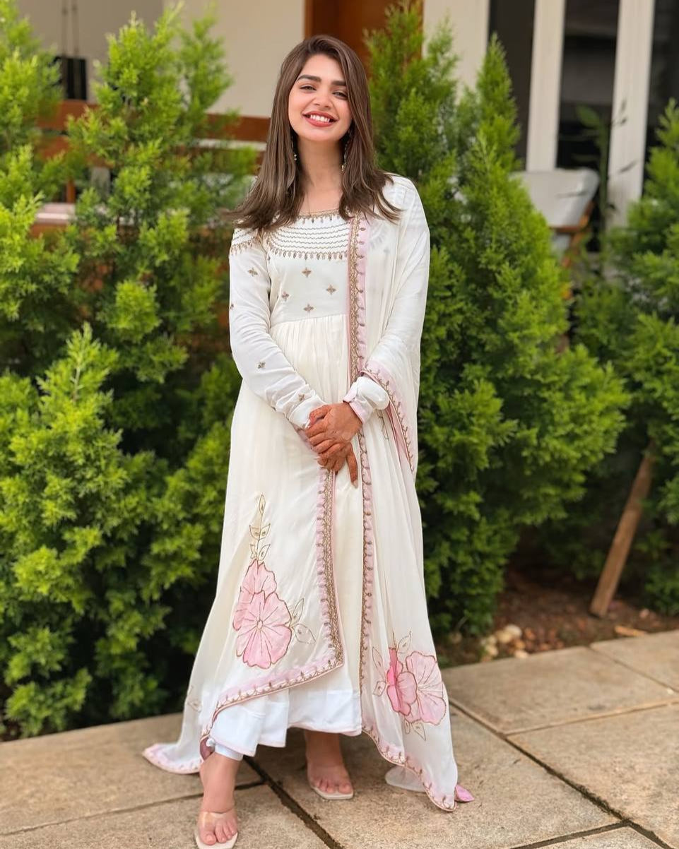 Indian Designer Gown with Dupatta and Pant Anarkali Style