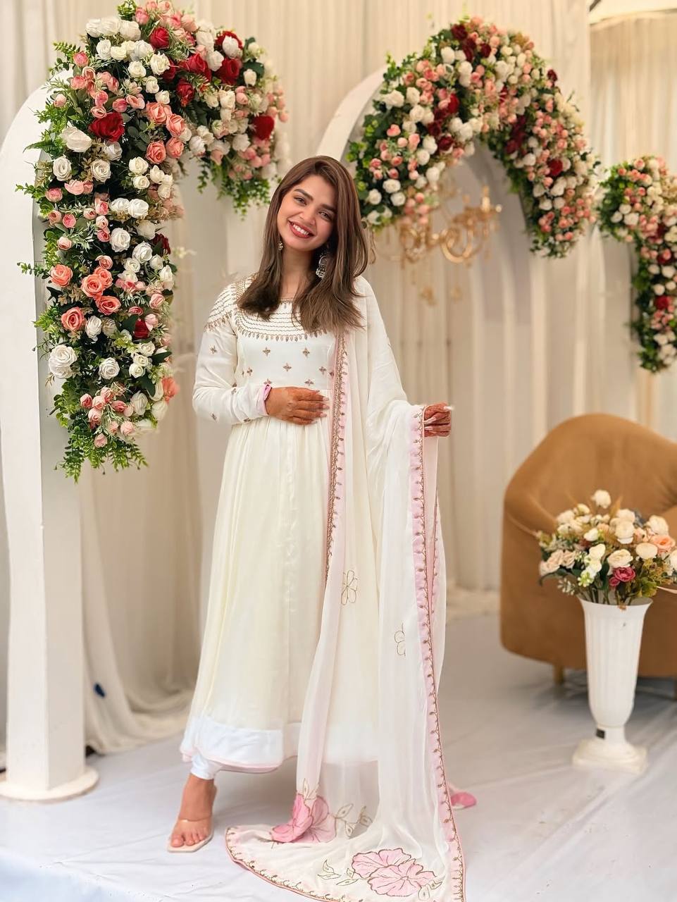 Indian Designer Gown with Dupatta and Pant Anarkali Style