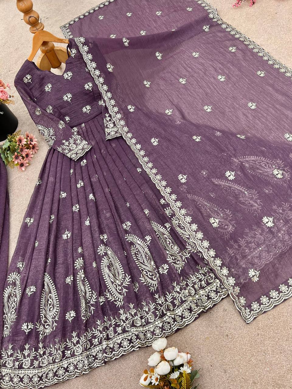 New Launch Silk with Embroidered Anarkali