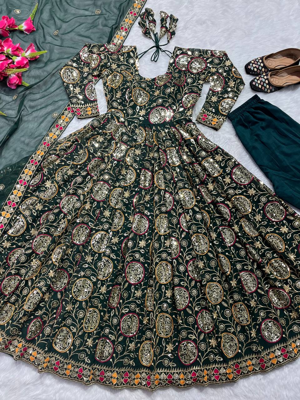 Georgette Anarkali Suit with Embroidery Work