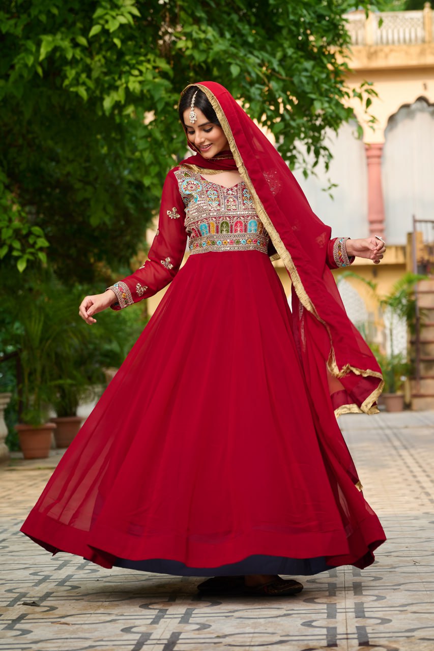 Premium Anarkali Gown with Embroidery Dupatta