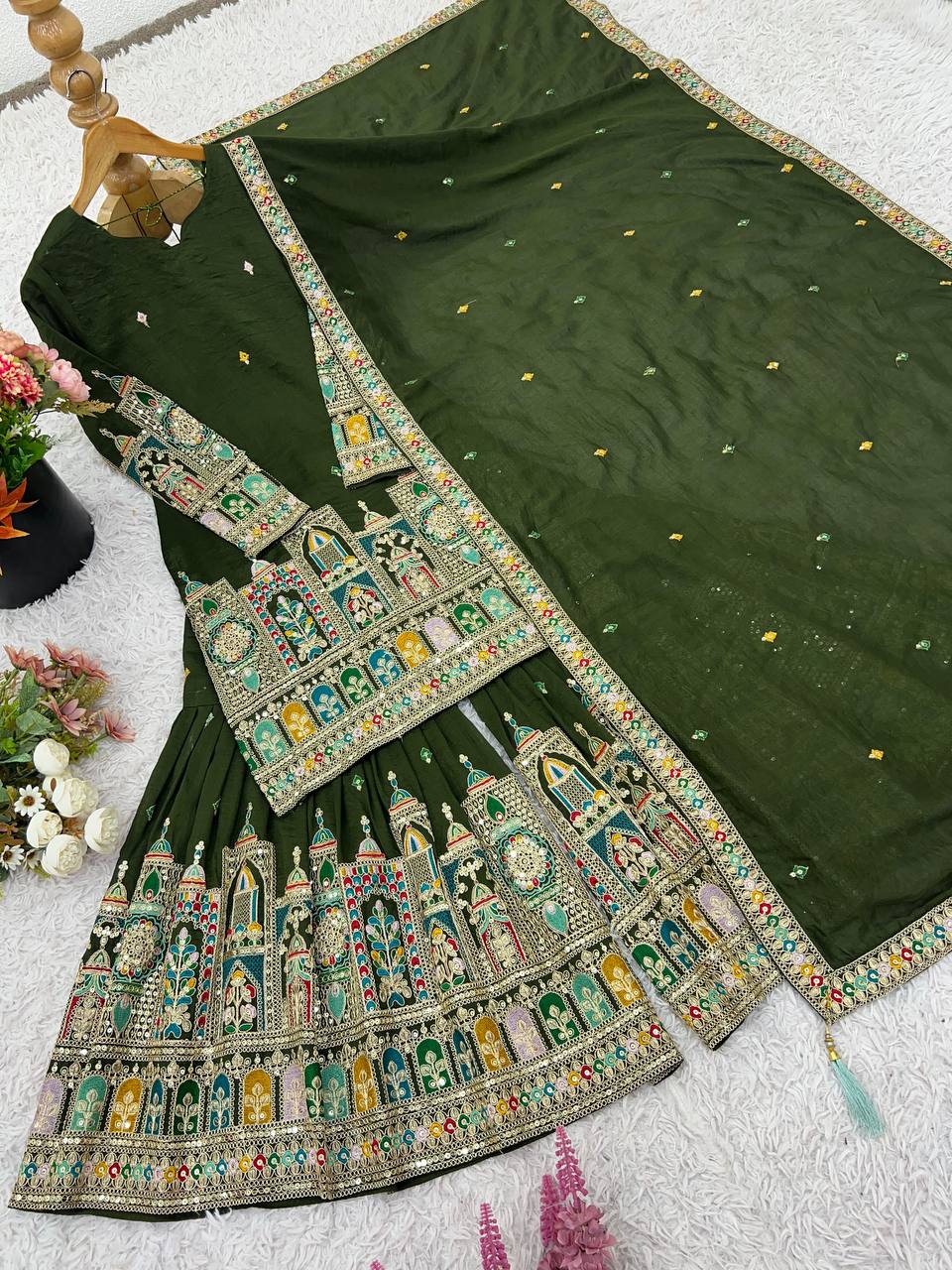 Indian Ethnic Georgette Kurti Sharara Set