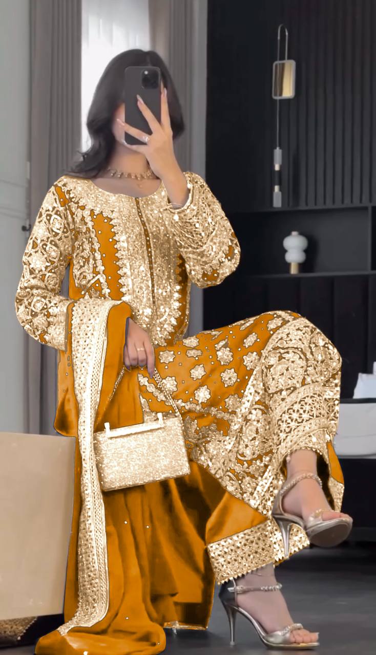 Heavy Georgette Embroidered Kurti Set with Dupatta