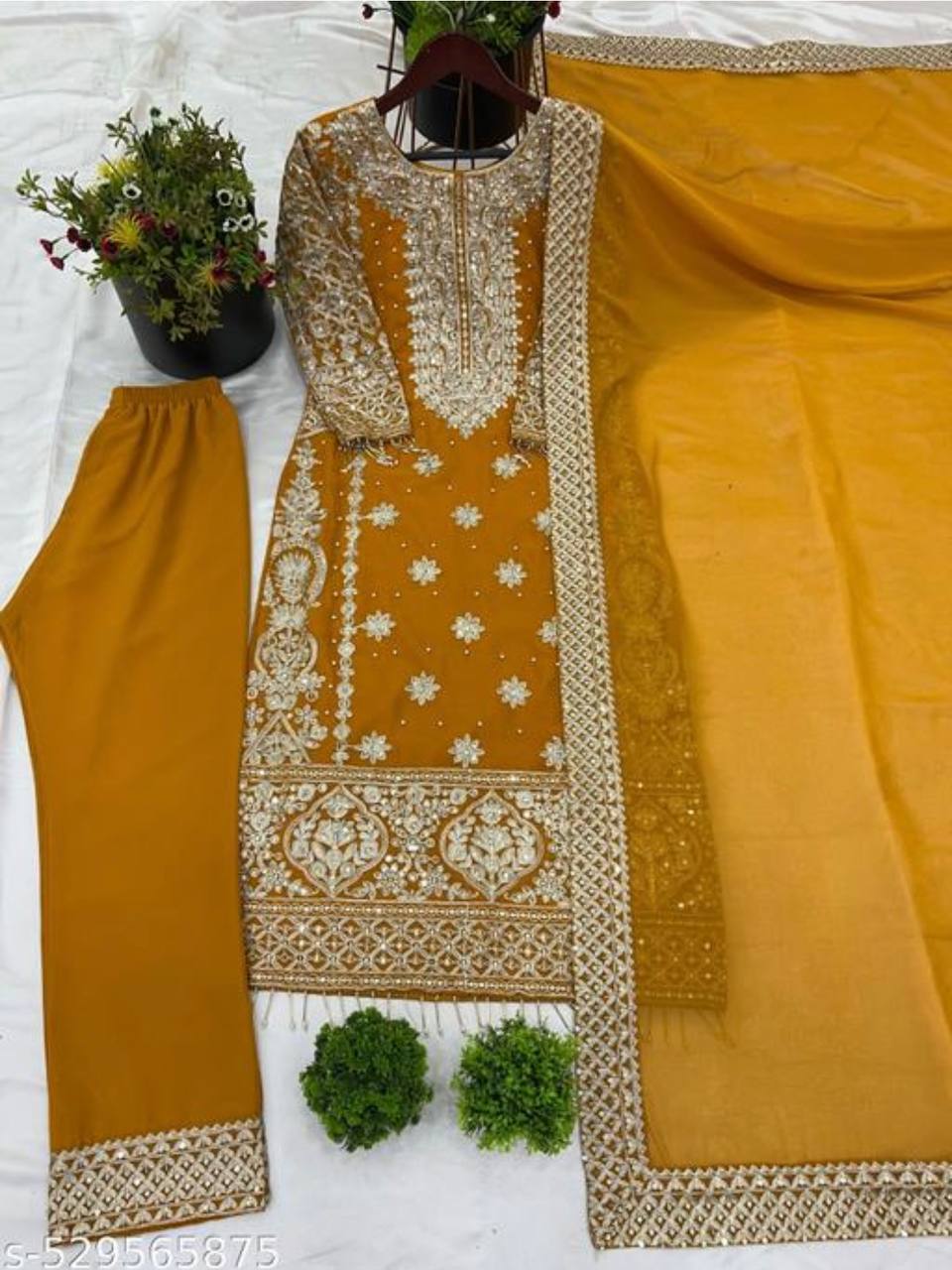 Heavy Georgette Embroidered Kurti Set with Dupatta