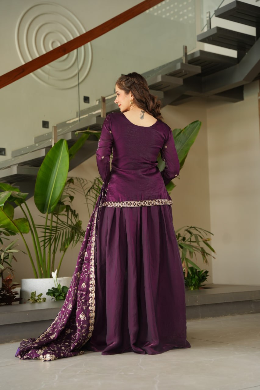 Designer Georgette Kurti Sharara with Dupatta Set Heavy work