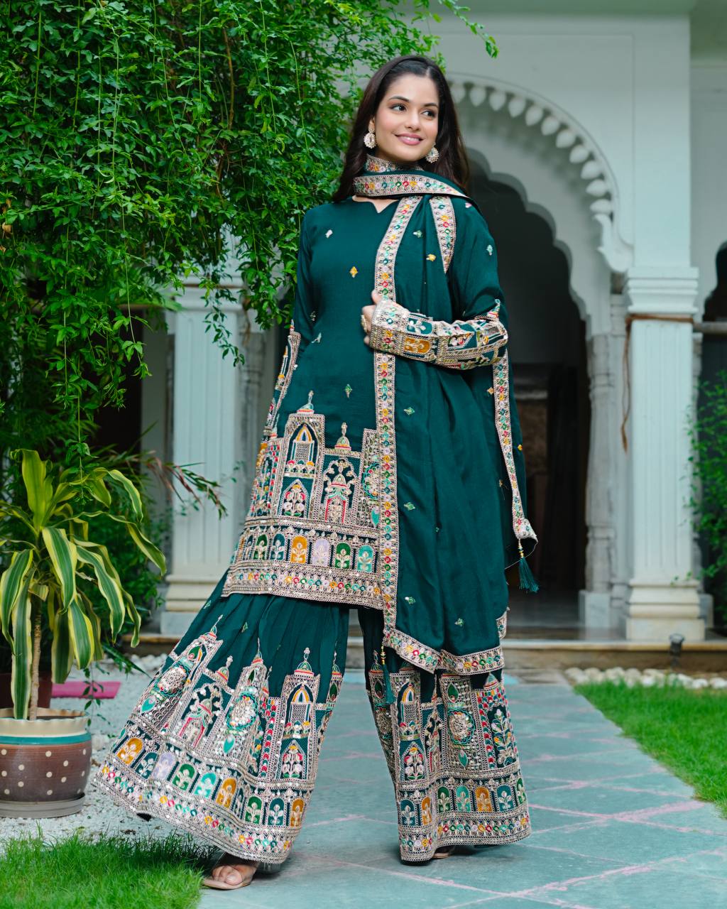 Indian Ethnic Georgette Kurti Sharara Set