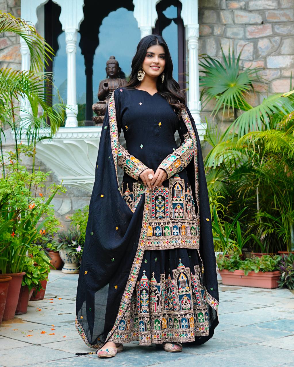 Indian Ethnic Georgette Kurti Sharara Set