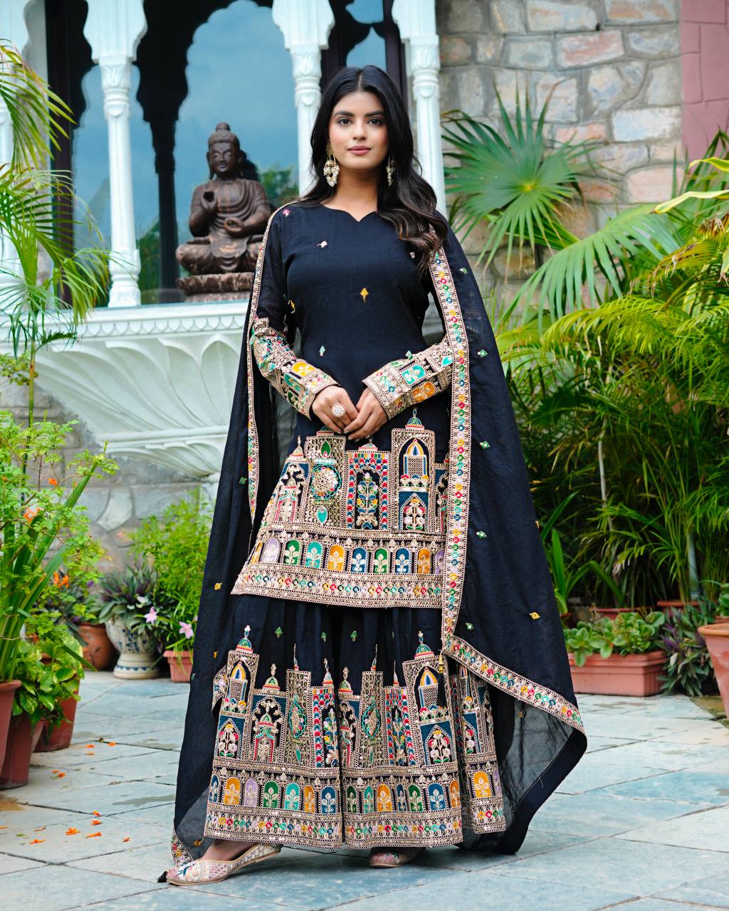 Indian Ethnic Georgette Kurti Sharara Set