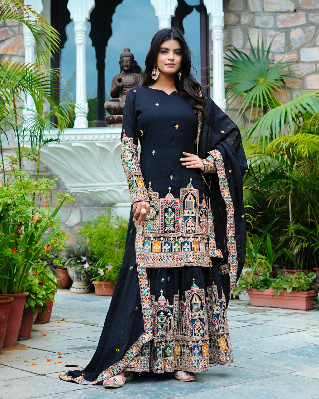 Indian Ethnic Georgette Kurti Sharara Set