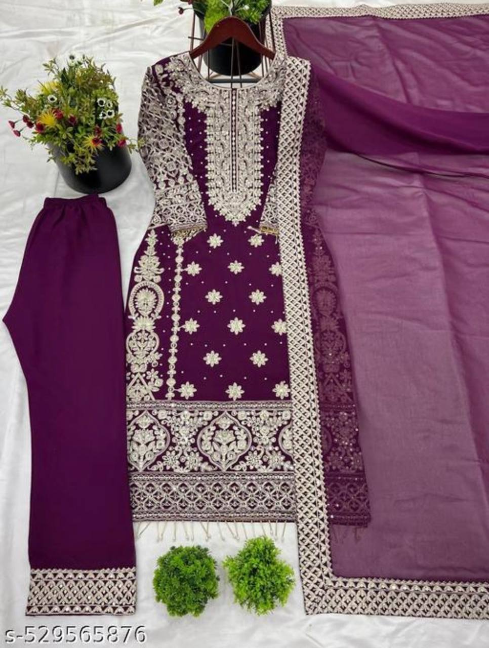 Heavy Georgette Embroidered Kurti Set with Dupatta