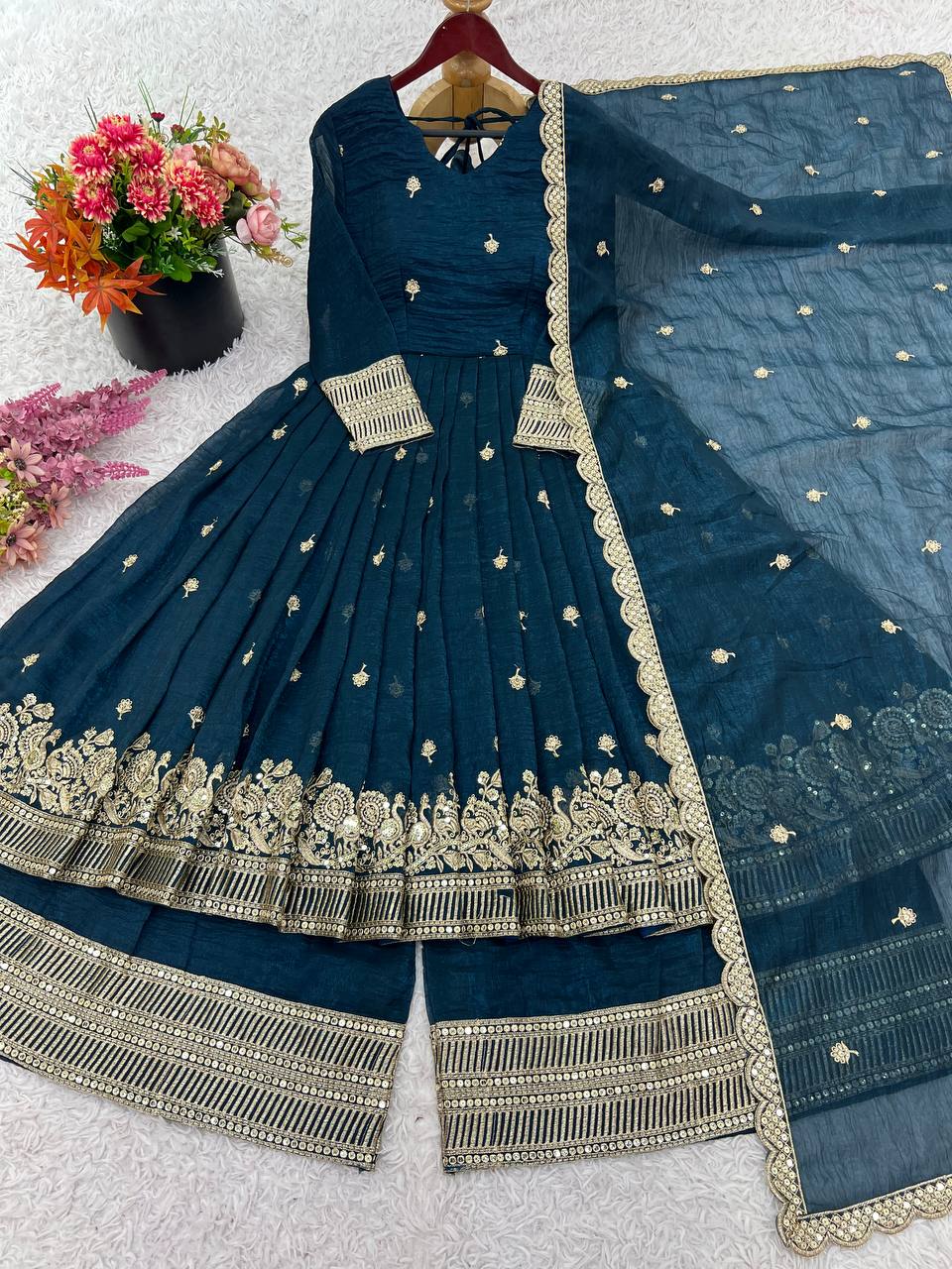 Heavy Crunchy Silk Suit, Embroidery Sequence Dress, Full Flair Suit Set, Designer Party Wear Suit, Indian Ethnic Wear for Women, Wedding Guest Outfit, Readymade Suit for Women, Elegant Kurti Set, Bridal Wear Inspired Suit, Premium Silk Dress for Women, Fancy Embroidered Dress, Full Sleeve Ethnic Set, Traditional Indian Outfit, Heavy Work Suit Set, Stylish Festive Wear for Women,