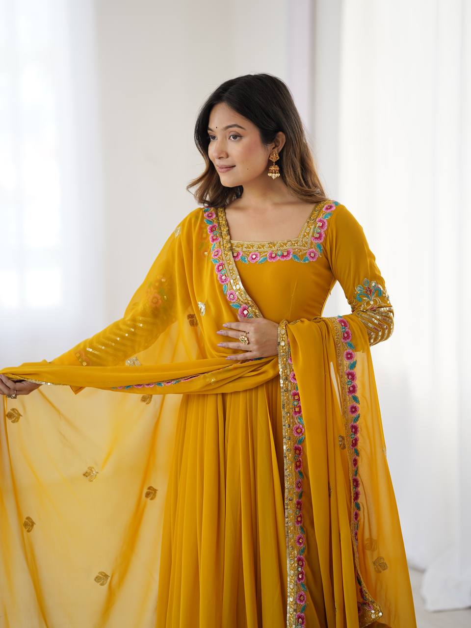 Anarkali Gown Suit with Matching Dupatta Pant Set Style