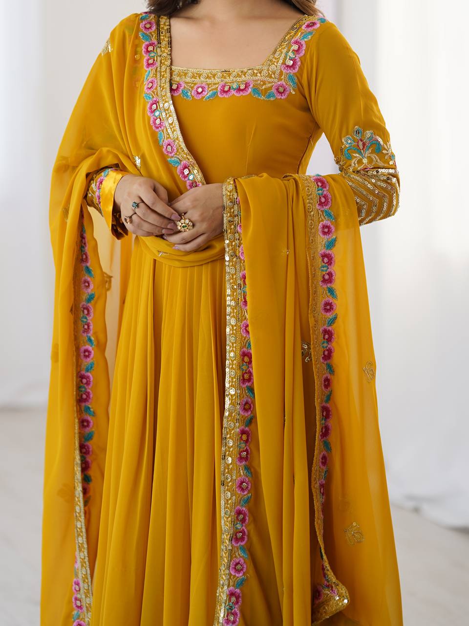 Anarkali Gown Suit with Matching Dupatta Pant Set Style