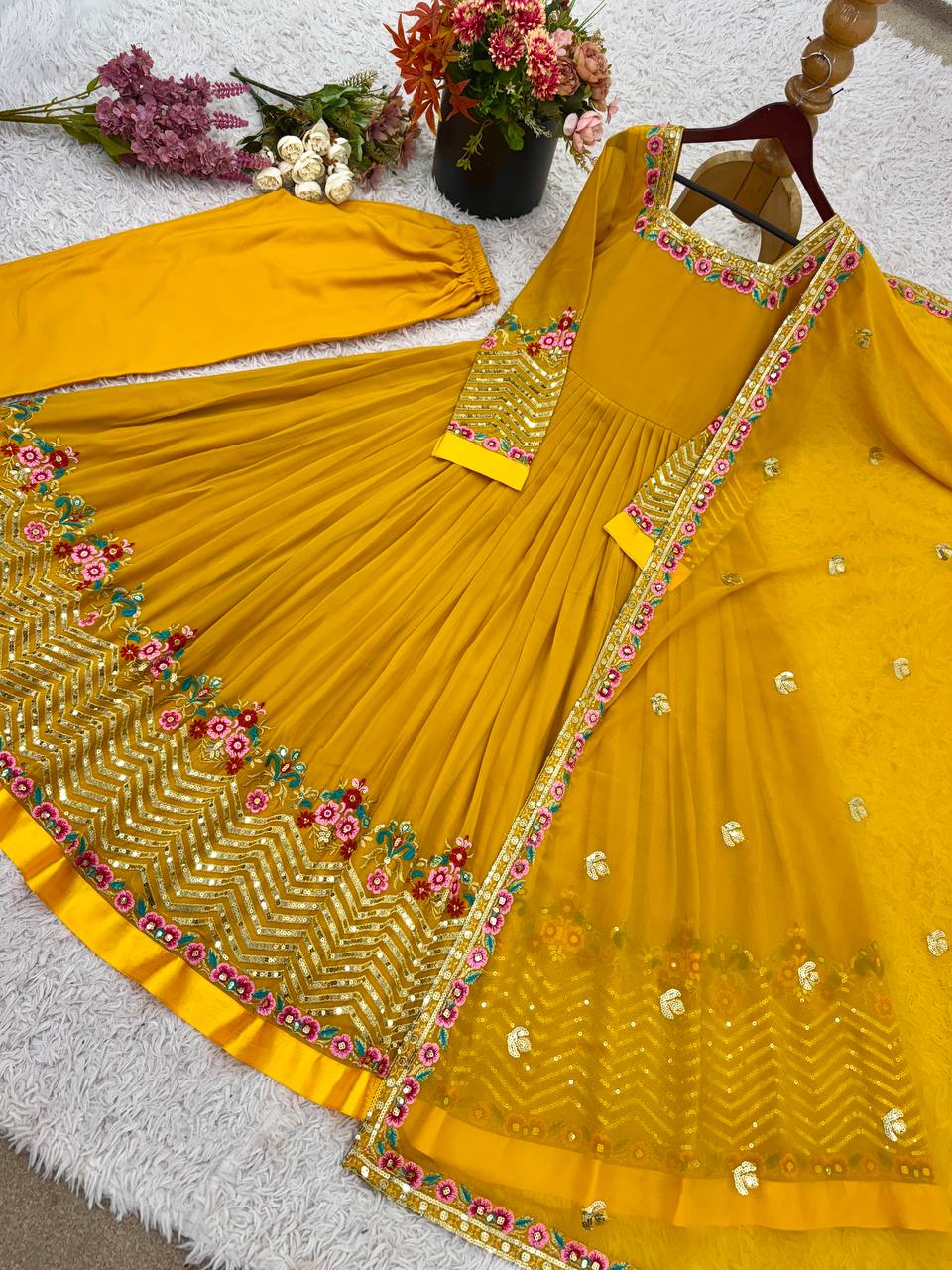 Heavy Georgette Suit Set, Multi Thread Embroidered Suit, 5mm Sequence Work Dress, Party Wear Dress for Women, Full Sleeve Embroidery Kurti, Ready to Wear Ethnic Dress, Designer Georgette Suit, Festive Indian Suit Set, Wedding Guest Outfit 2025, Fully Stitched Kurti Bottom Dupatta, Stylish Long Kurti Design, Heavy Embroidered Dupatta Set, Traditional Ethnic Wear for Women, Micro Cotton Inner Suit, Elegant Indian Party Dress,