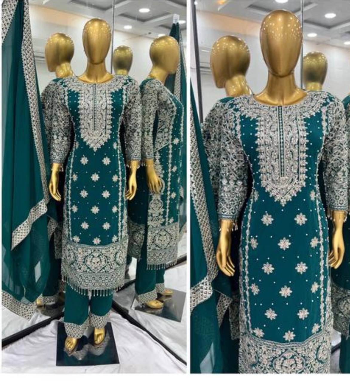 Heavy Georgette Embroidered Kurti Set with Dupatta