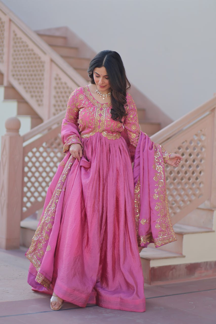 Beautiful Georgette Anarkali Gown with Dupatta