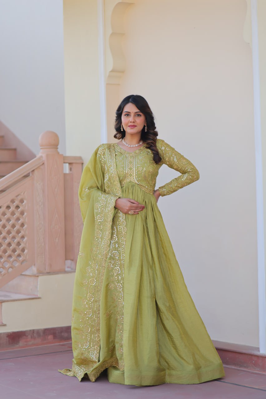 Partywear Georgette Anarkali Kurti with Dupatta Graceful Flair