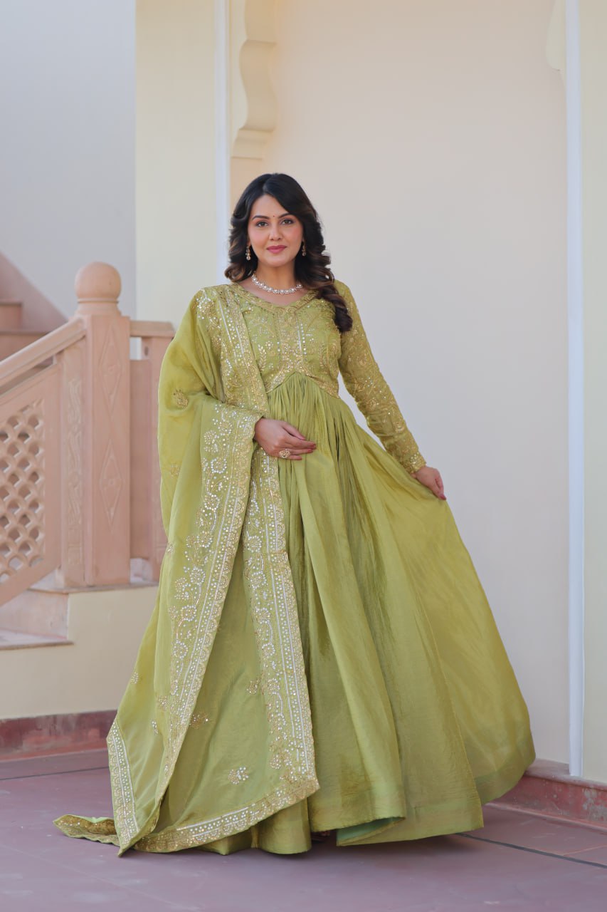 Partywear Georgette Anarkali Kurti with Dupatta Graceful Flair