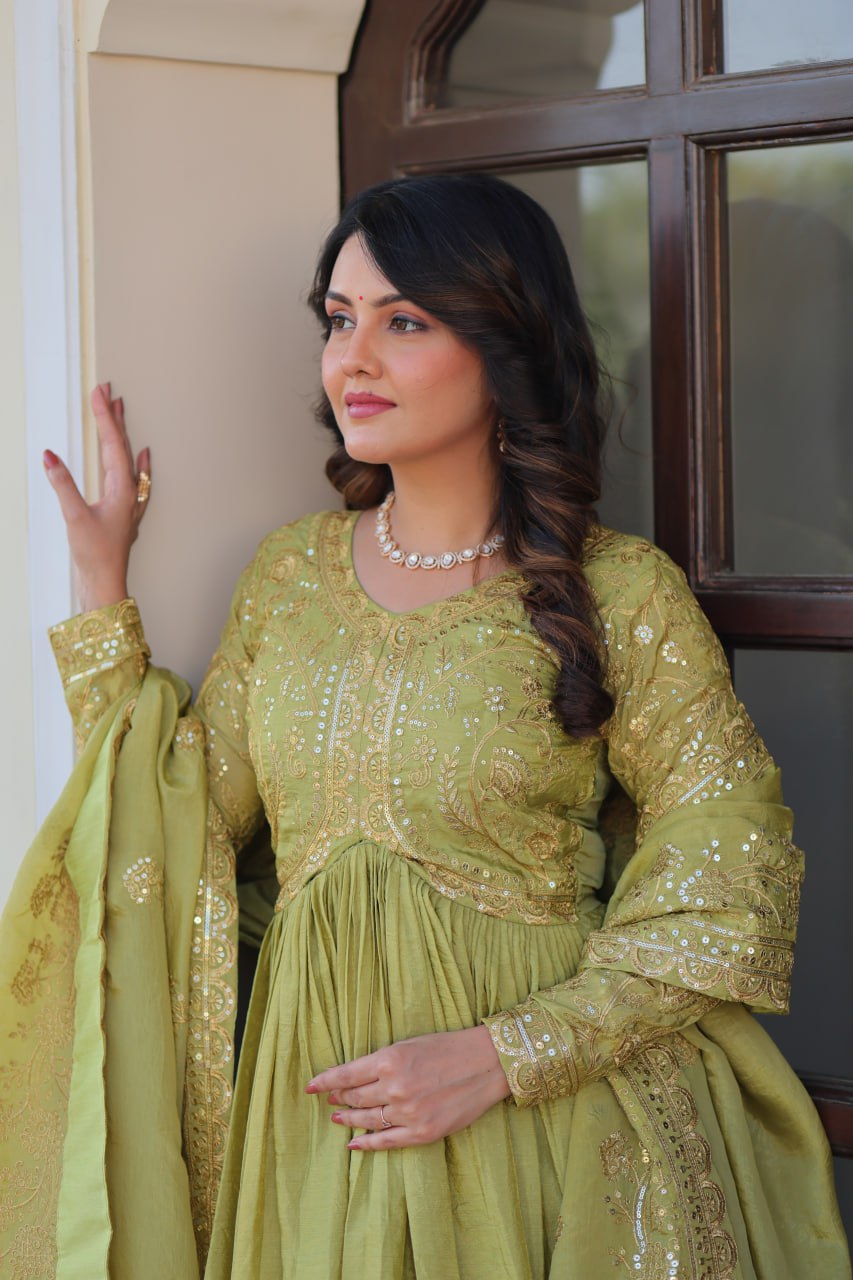 Partywear Georgette Anarkali Kurti with Dupatta Graceful Flair