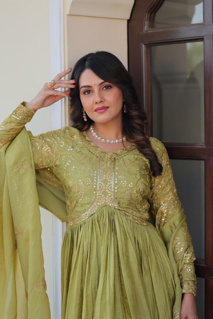 Partywear Georgette Anarkali Kurti with Dupatta Graceful Flair