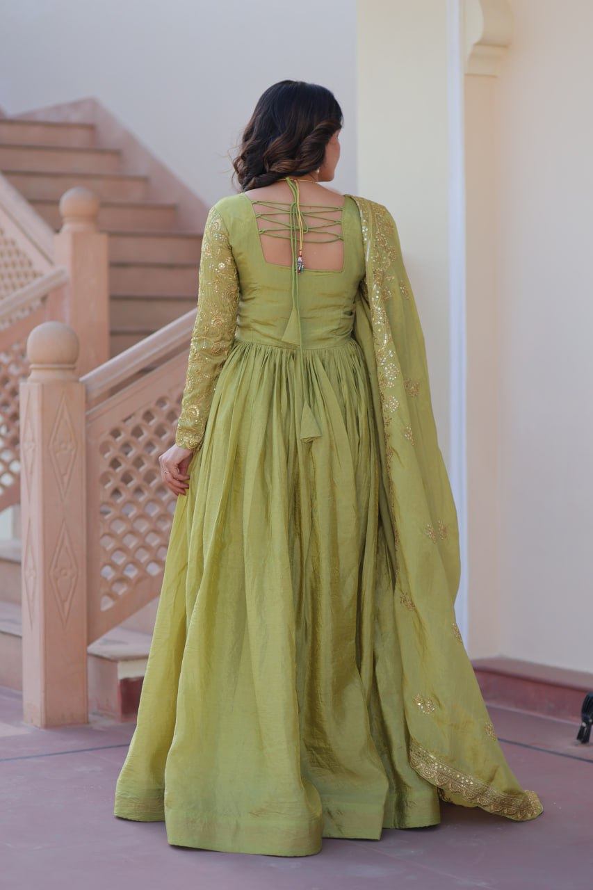 Partywear Georgette Anarkali Kurti with Dupatta Graceful Flair