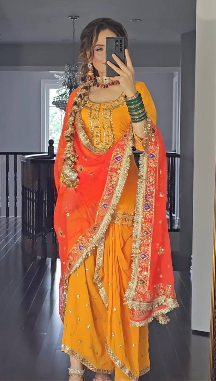 Ethnic Dhoti Style Salwar Suit with Dupatta