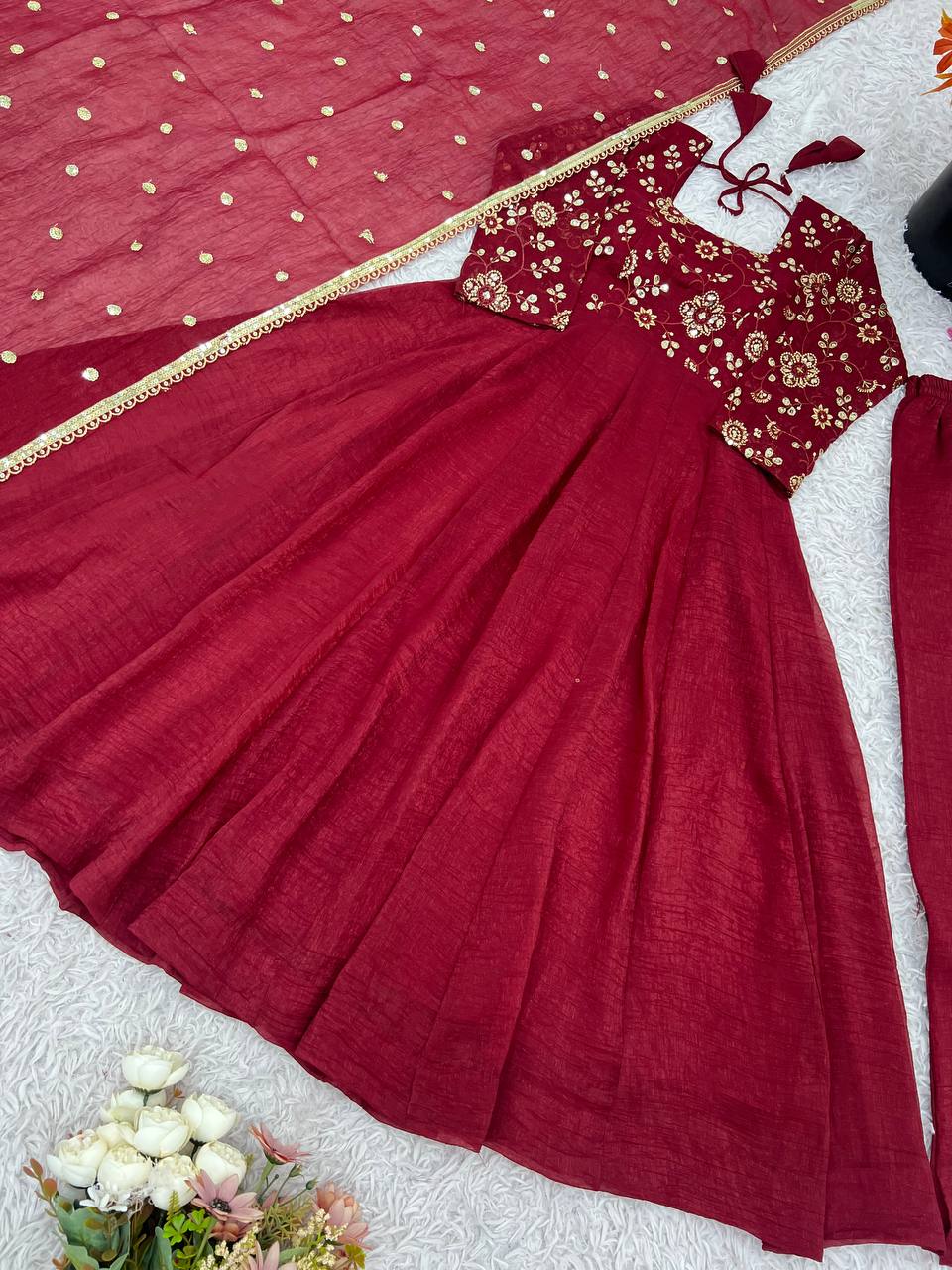 Heavy Embroidered Sequin work Anarkail