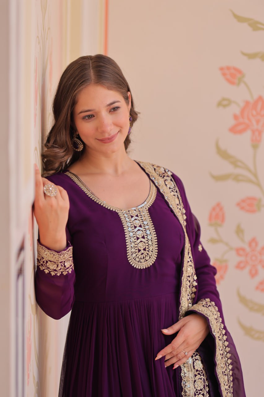 Heavy Georgette Anarkali Gown with Matching Dupatta