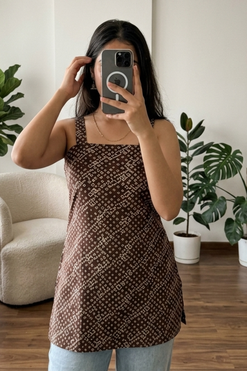 Casual Cotton Short Kurti with All-Over Print