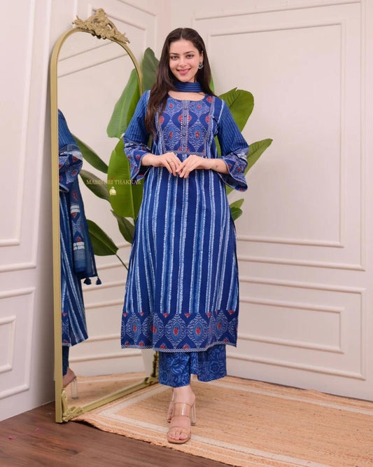CottonKurti, Sawlar kameez blue, partty wear kurti, designer kurti, heavy salwar kameez, indian kurti, ready to wear kurti , women suit, long kurti