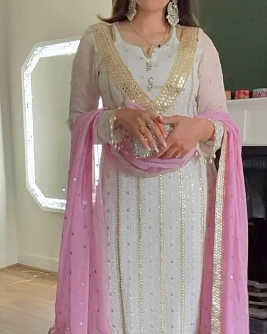 Pink Gown, pink Anarkali, Anarkali Suit, White Anarkali Gown Set, Chinon Silk Dupatta Dress, Bollywood Style Wedding Gown, Indian Wedding Gown Set, Pakistani Eid Outfit for Women, Embroidered Gown with Pants, Ready to Wear Ethnic Dress, Anarkali Gown with Sequence Work, 3 Piece Wedding Dress Set, Heavy Micro Cotton Inner Gown, Scoop Neck Anarkali Suit, Stylish Party Wear Gown Set, Traditional Indian Outfit for Women, Festive Wear Ethnic Gown, Full Stitched Gown Set,