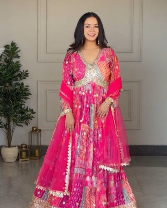 Pink Gown, pink Anarkali, Anarkali Suit, Red Anarkali Gown Set, Chinon Silk Dupatta Dress, Bollywood Style Wedding Gown, Indian Wedding Gown Set, Pakistani Eid Outfit for Women, Embroidered Gown with Pants, Ready to Wear Ethnic Dress, Anarkali Gown with Sequence Work, 3 Piece Wedding Dress Set, Heavy Micro Cotton Inner Gown, Scoop Neck Anarkali Suit, Stylish Party Wear Gown Set, Traditional Indian Outfit for Women, Festive Wear Ethnic Gown, Full Stitched Gown Set,