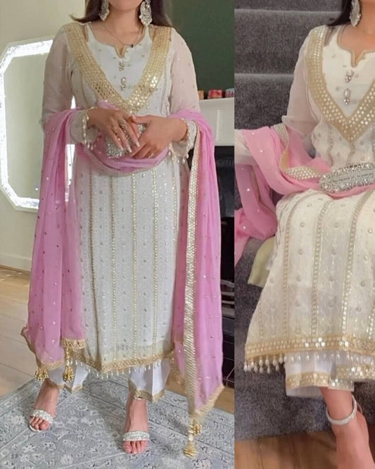 Pink Gown, pink Anarkali, Anarkali Suit, White Anarkali Gown Set, Chinon Silk Dupatta Dress, Bollywood Style Wedding Gown, Indian Wedding Gown Set, Pakistani Eid Outfit for Women, Embroidered Gown with Pants, Ready to Wear Ethnic Dress, Anarkali Gown with Sequence Work, 3 Piece Wedding Dress Set, Heavy Micro Cotton Inner Gown, Scoop Neck Anarkali Suit, Stylish Party Wear Gown Set, Traditional Indian Outfit for Women, Festive Wear Ethnic Gown, Full Stitched Gown Set,