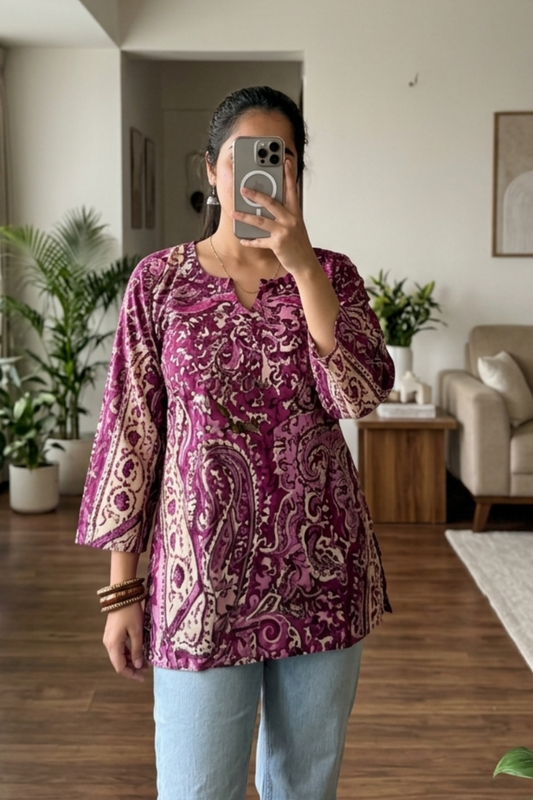 Lightweight Cotton Printed Short Kurti – Summer Collection