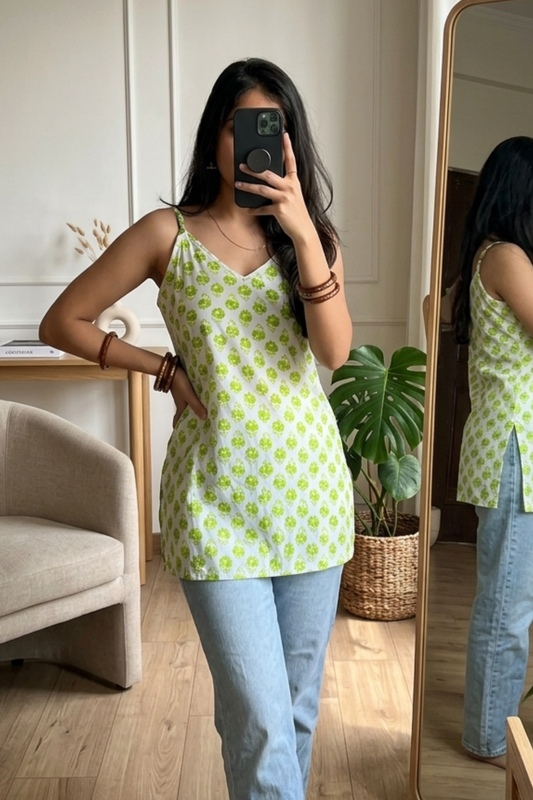 Women's Ethnic Cotton Printed Short Kurti Top