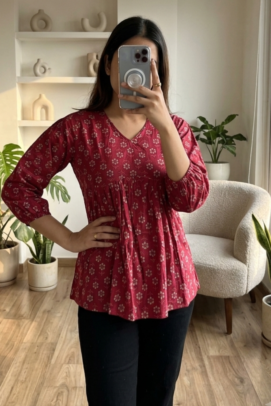 Stylish Cotton Printed Short Kurti for Casual & Office Wear