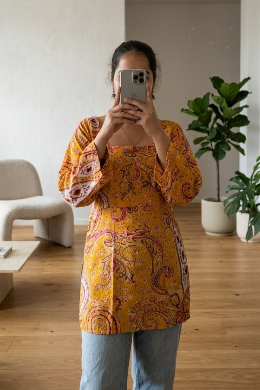 Floral Print Cotton Short Kurti – Comfortable Daily Wear