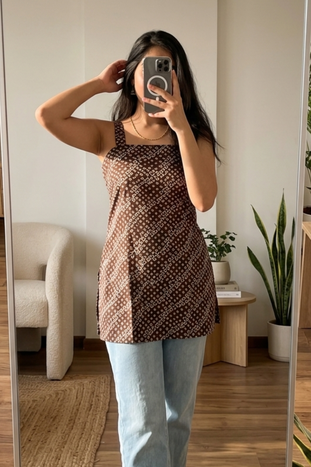 Casual Cotton Short Kurti with All-Over Print