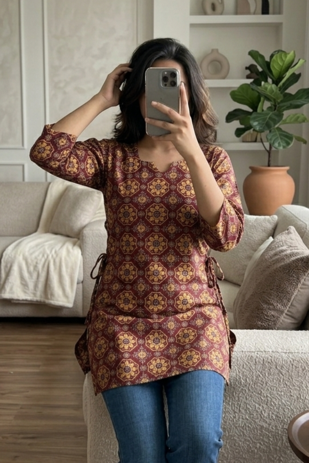 Stylish Cotton Printed Short Kurti for Casual & Office Wear (Copy)