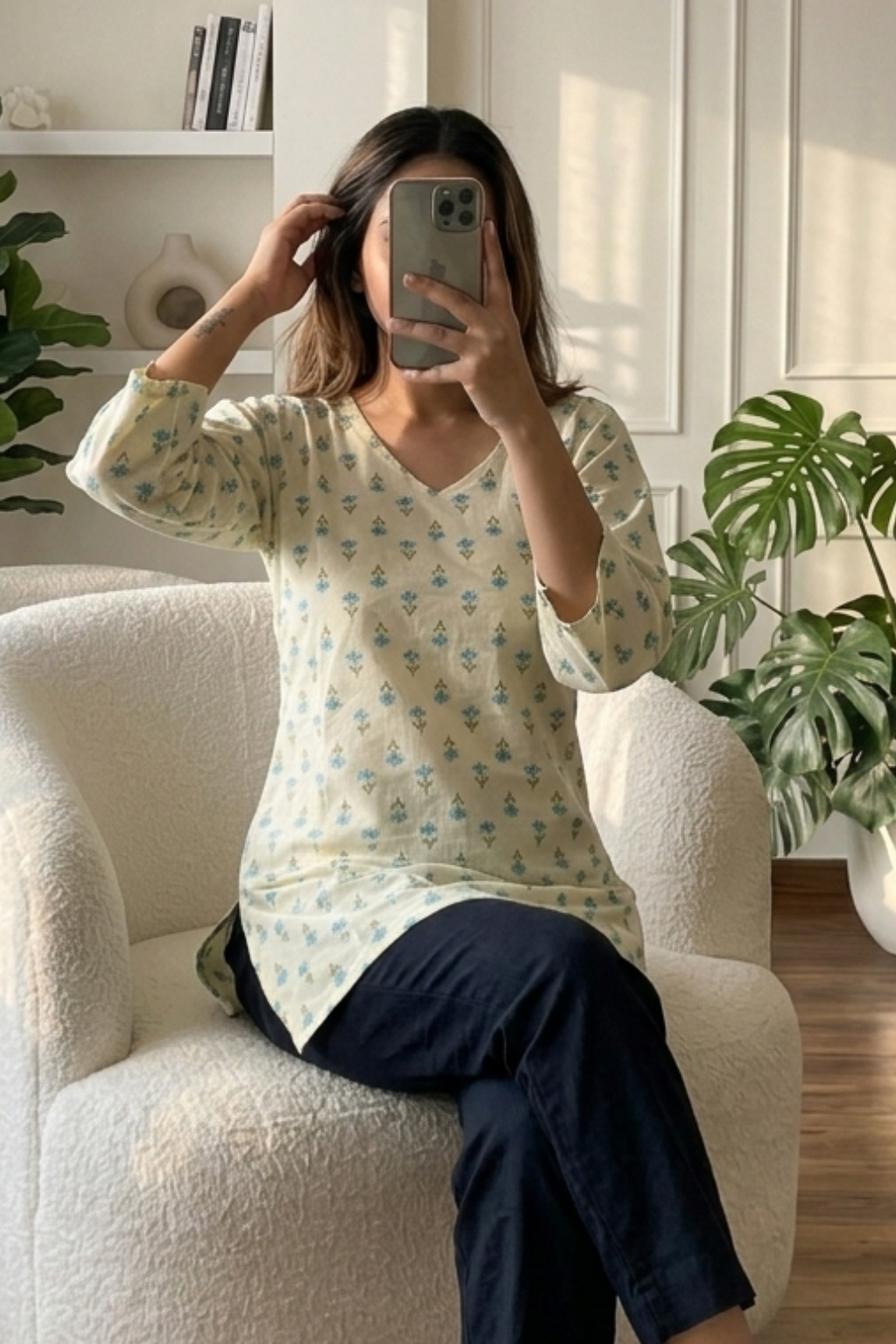 Traditional Printed Cotton Short Kurti for Women